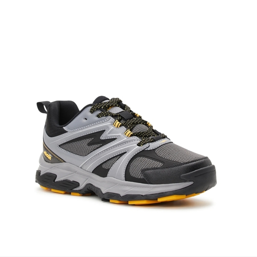 Avia Gray and Black Athletic Shoes Mens  Walking Talus Leather